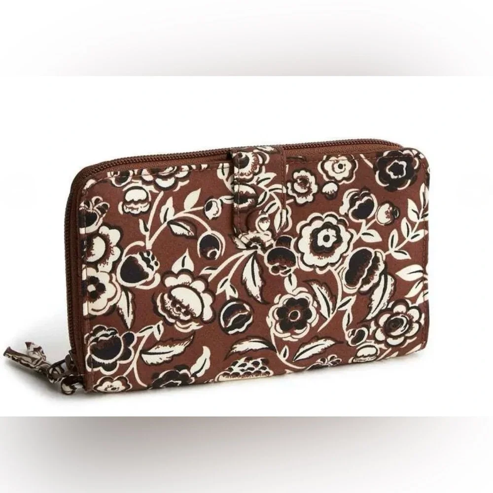Vera Bradley Large Tab Wallet in Bubbly Flowers Cinnamon
